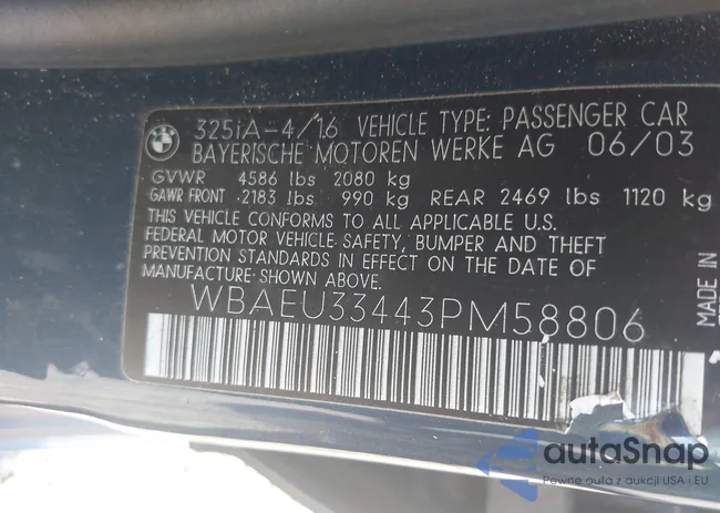 WBAEU33443PM58806: 42697760