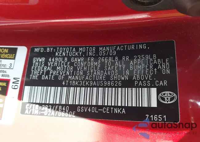 4T1BK3EK9AU598626: 42696889