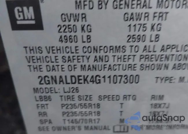 2GNALDEK4G1107300: 42698290