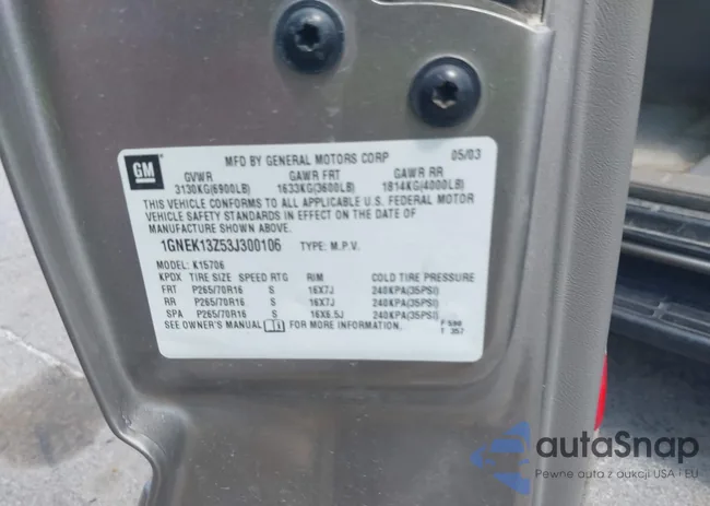 1GNEK13Z53J300106: 42698409