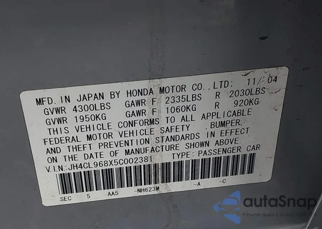 JH4CL968X5C002381: 42698504