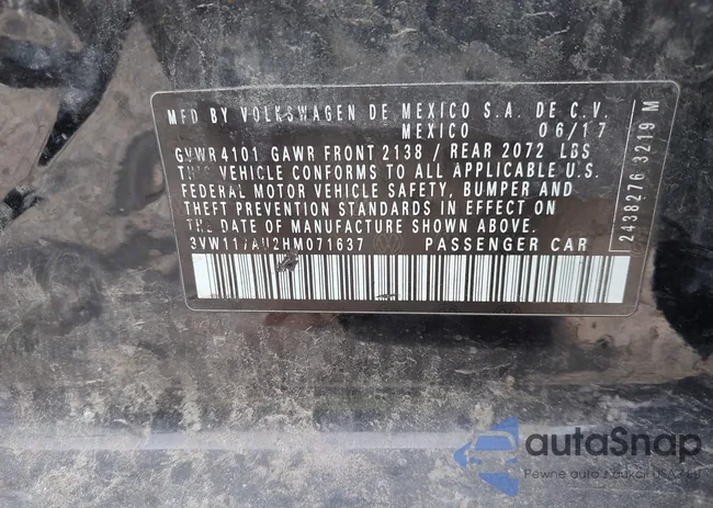 3VW117AU2HM071637: 42698581