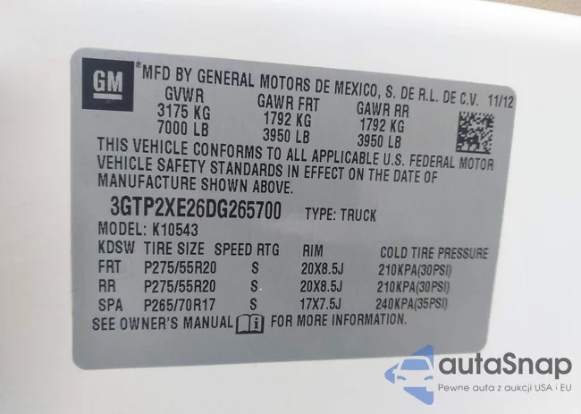 3GTP2XE26DG265700: 42698625