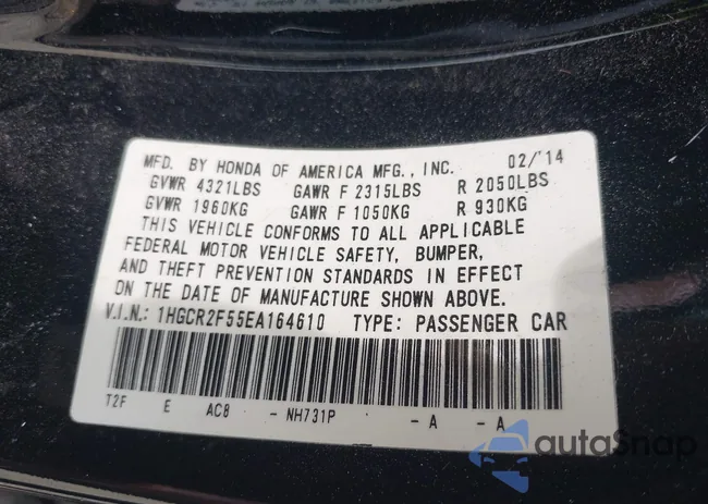 1HGCR2F55EA164610: 42698827