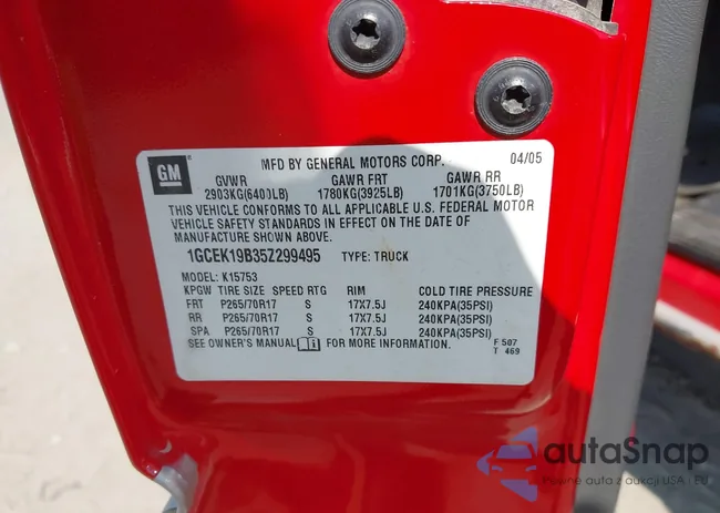 1GCEK19B35Z299495: 42697880