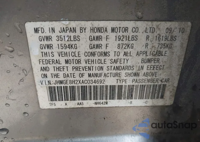 JHMGE8H2XAC034692: 42697967