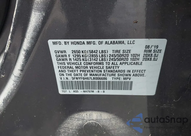 5FNYF6H67LB006686: 42698135