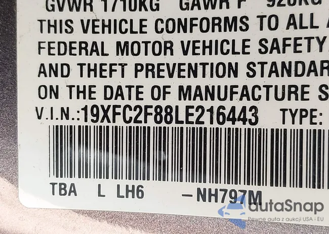 19XFC2F88LE216443: 42698174