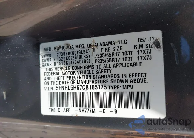 5FNRL5H67CB105175: 42699254