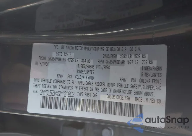 3MYDLBZVXGY121803: 42699310