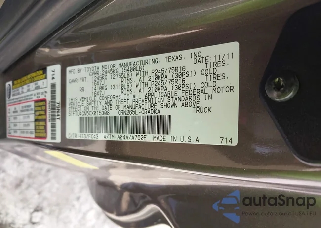 5TFTU4GN5CX015308: 42699407