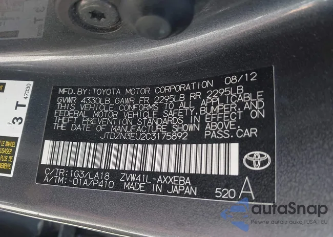 JTDZN3EU2C3175892: 42699461