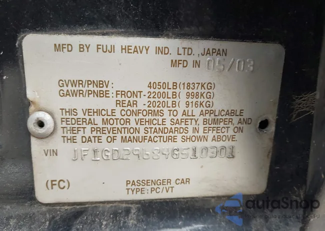 JF1GD29684G510301: 42699666