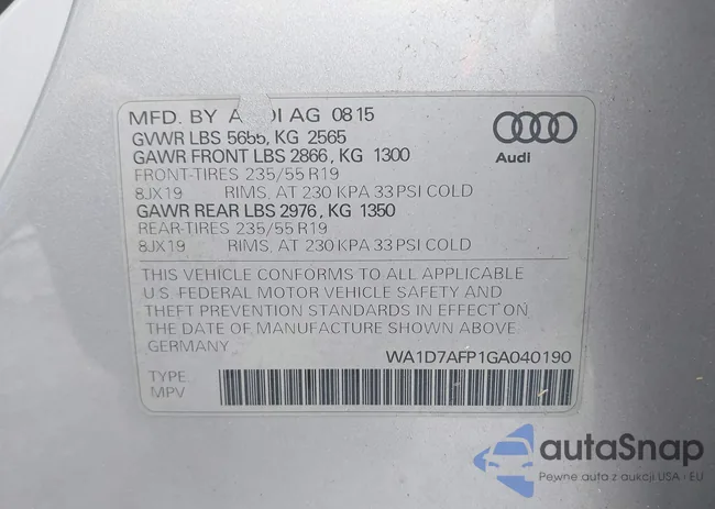 WA1D7AFP1GA040190: 42699698