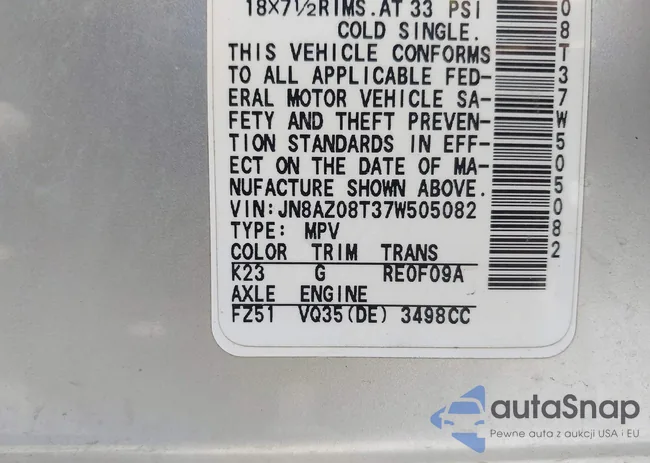 JN8AZ08T37W505082: 42699732