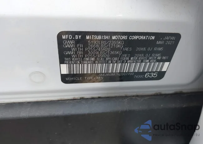 JA4J4VA87NZ007700: 42699823