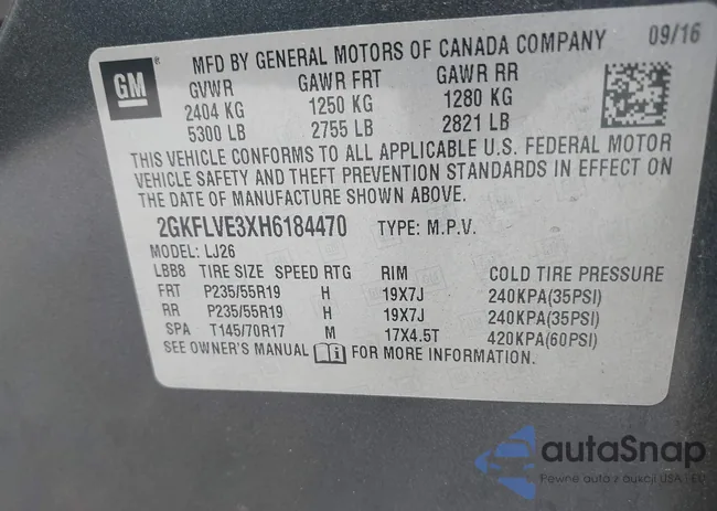 2GKFLVE3XH6184470: 42700359