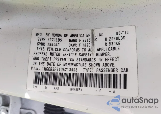 1HGCR2F81DA213908: 42700481