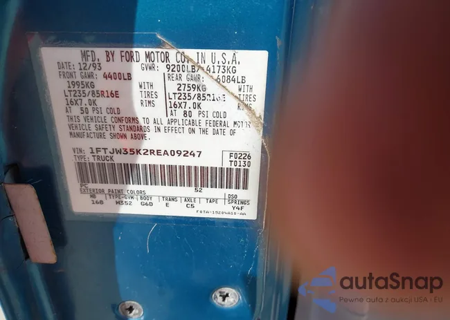 1FTJW35K2REA09247: 42700543