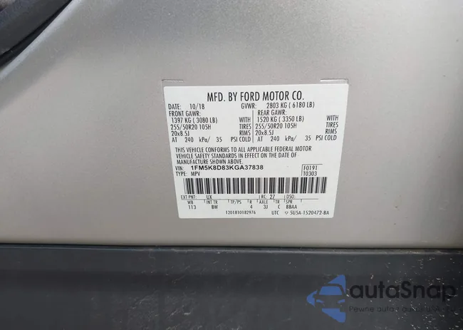 1FM5K8D83KGA37838: 42700545