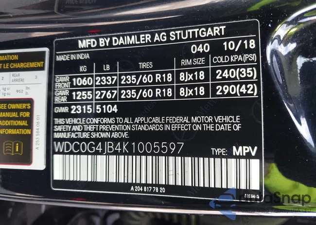 WDC0G4JB4K1005597: 42700547