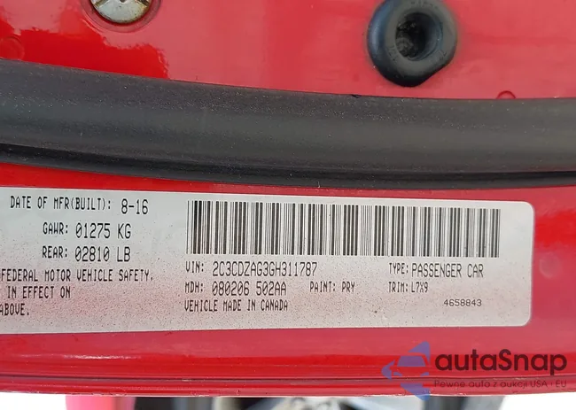 2C3CDZAG3GH311787: 42700580