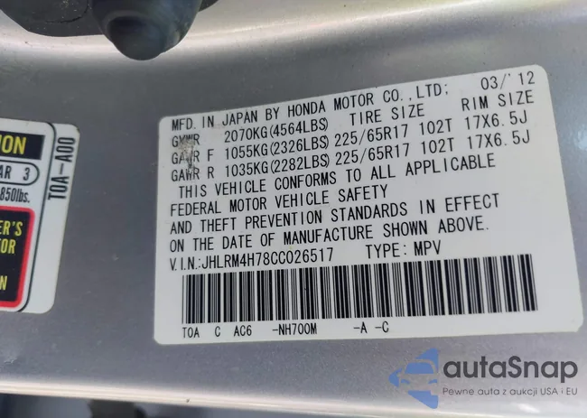 JHLRM4H78CC026517: 42700809