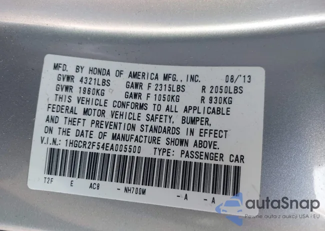 1HGCR2F54EA005500: 42699998