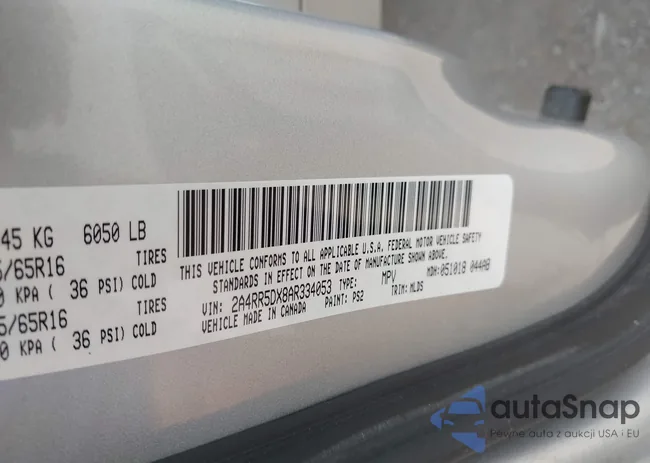 2A4RR5DX8AR334053: 42700018