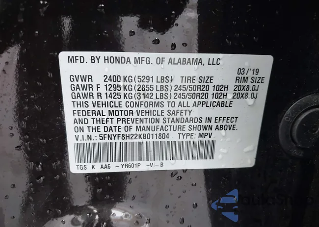 5FNYF8H22KB011804: 42700045