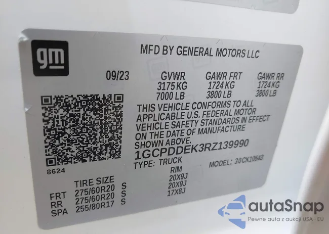 1GCPDDEK3RZ139990: 42700181