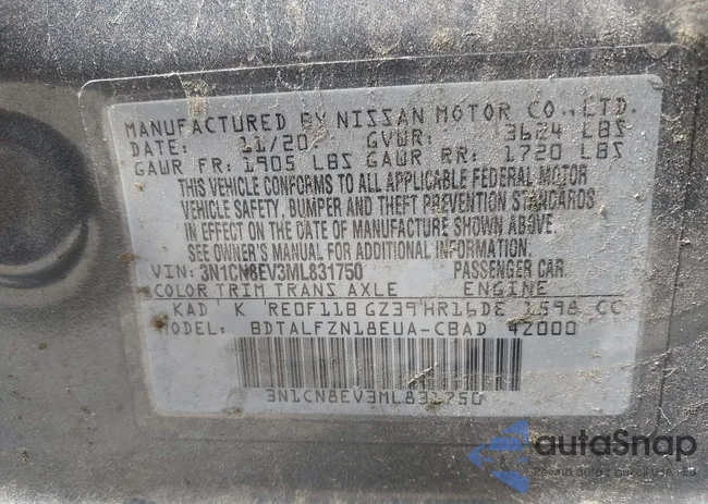 3N1CN8EV3ML831750: 42700220