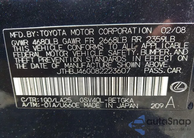 JTHBJ46G082223607: 42701369