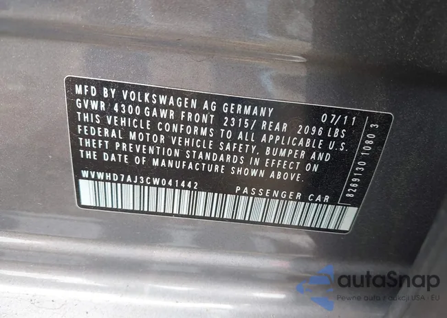 WVWHD7AJ3CW041442: 42701496