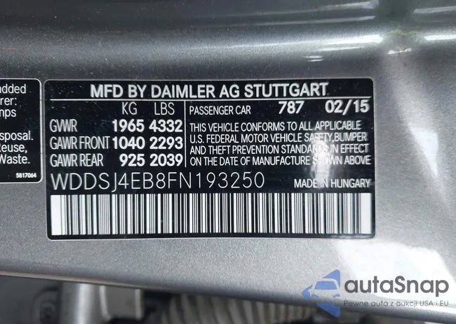 WDDSJ4EB8FN193250: 42701500