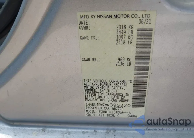 1N4BL4DW7MN395220: 42701540