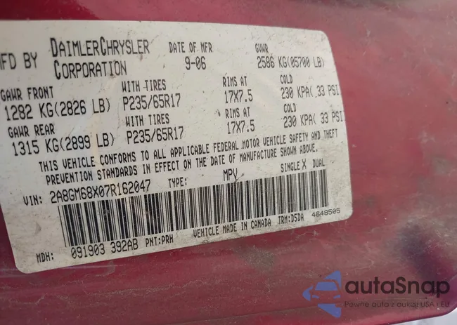 2A8GM68X07R162047: 42701577