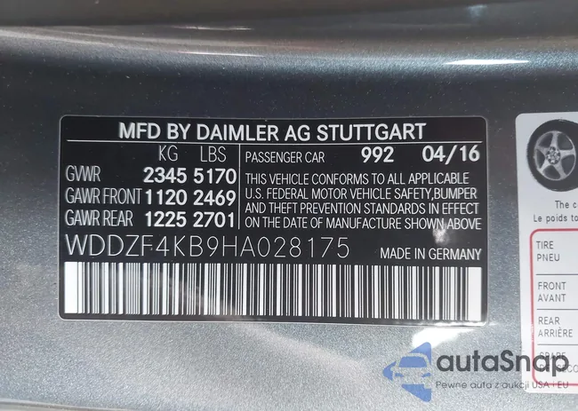 WDDZF4KB9HA028175: 42701581