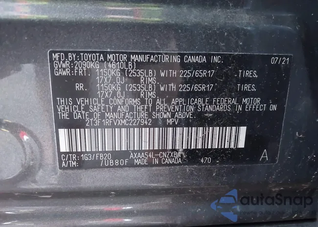 2T3F1RFVXMC227942: 42701685