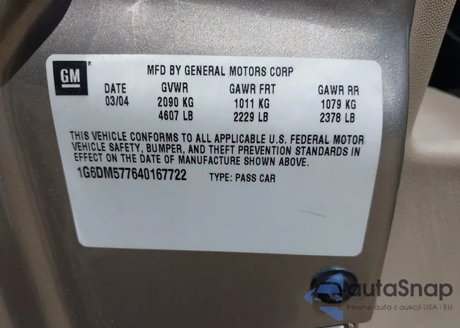 1G6DM577640167722: 42701849