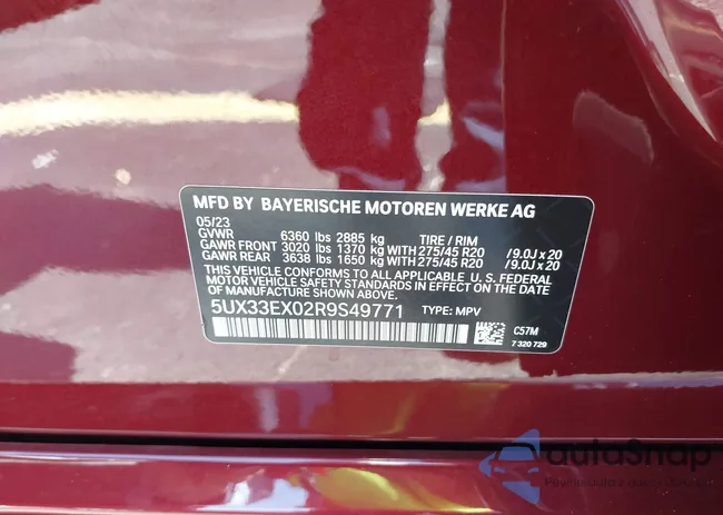 5UX33EX02R9S49771: 42700861