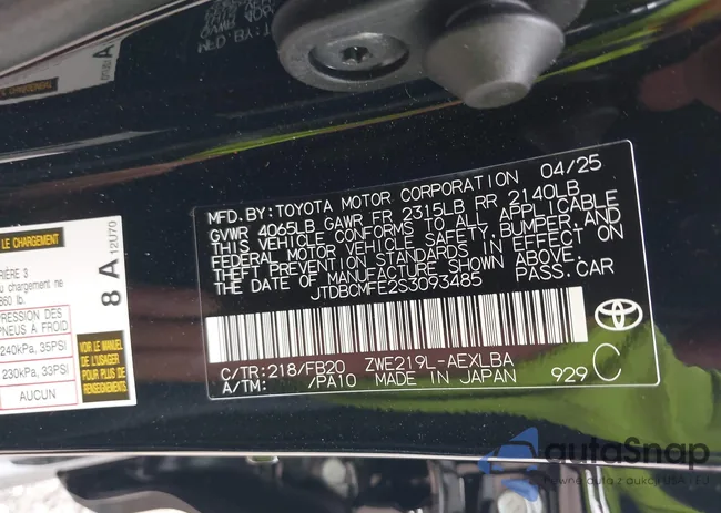 JTDBCMFE2S3093485: 42700935