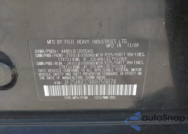 JF2SH6CC9AH759874: 42701076