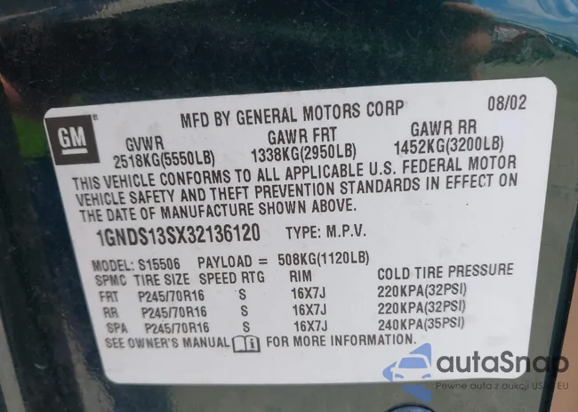 1GNDS13SX32136120: 42702516