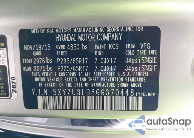 5XYZU3LB8GG370448: 42702670