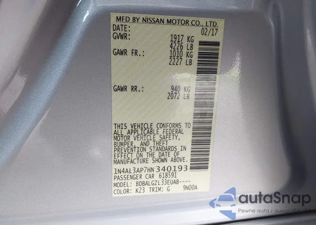 1N4AL3AP7HN340193: 42701929