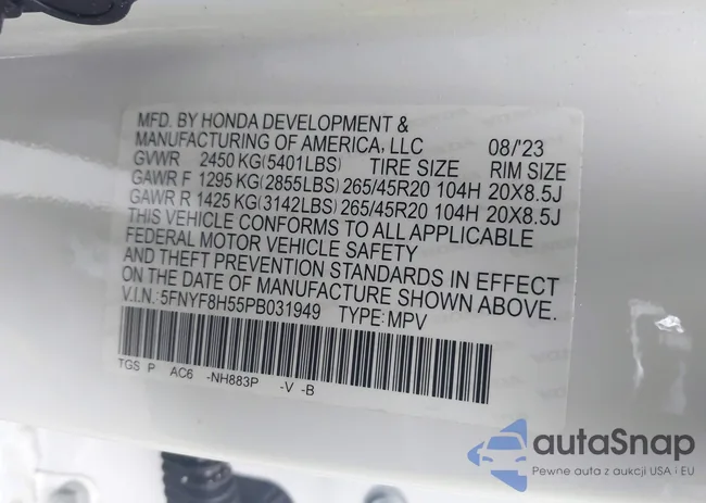 5FNYF8H55PB031949: 42702145