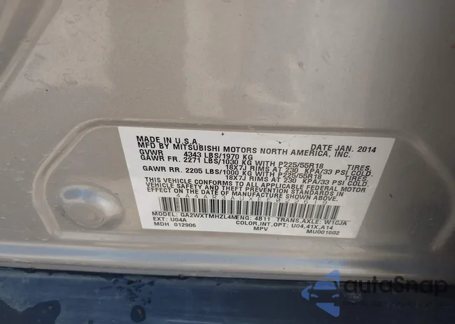 4A4AR3AUXEE022619: 42703460