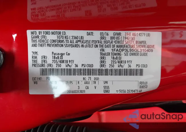 1FADP3L95GL310409: 42703783