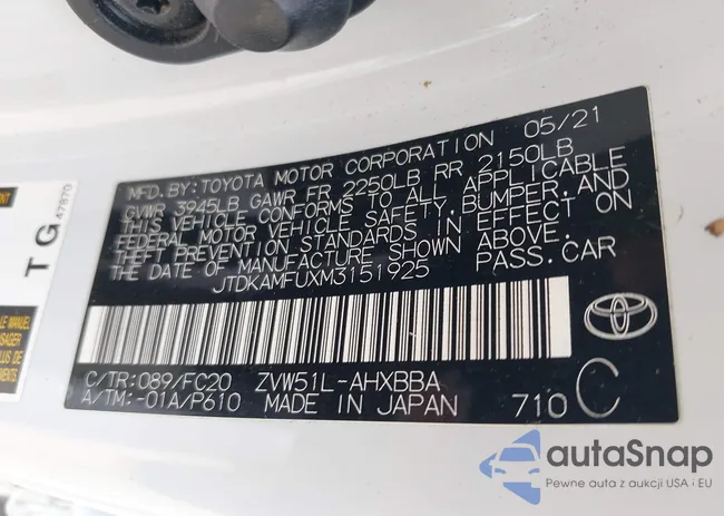 JTDKAMFUXM3151925: 42702862